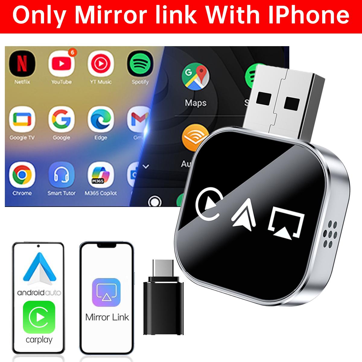 【Yurnlv】3 in 1 Wireless Carplay Mirror Link Adapter