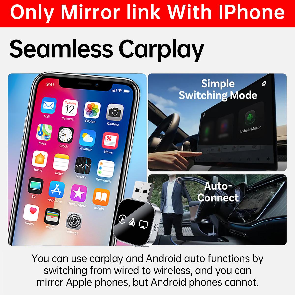 【Yurnlv】3 in 1 Wireless Carplay Mirror Link Adapter