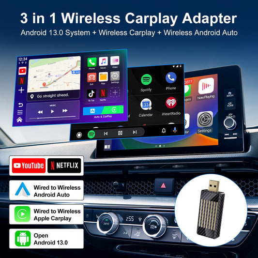 Mini Al Box -3 in 1 Wireless CarPlay and Android Auto Adapter