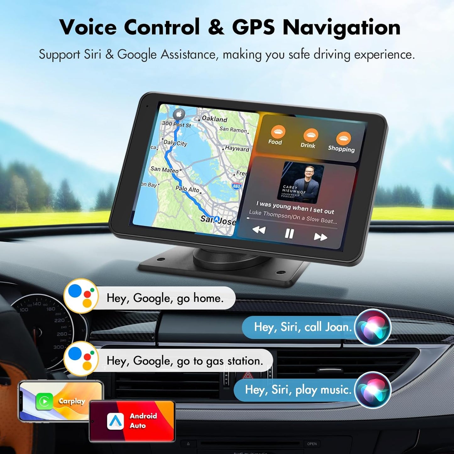 Wireless Portable Carplay Screen for Any Car