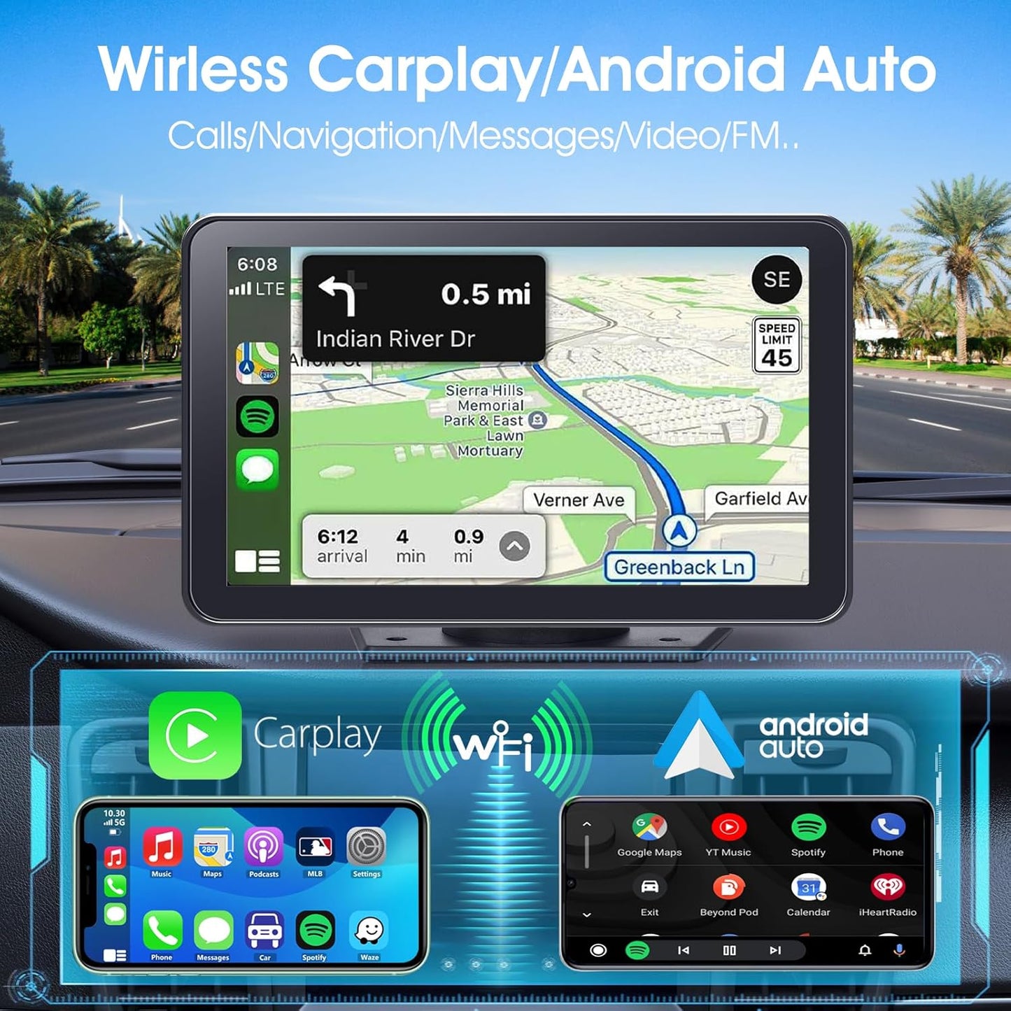 Wireless Portable Carplay Screen for Any Car