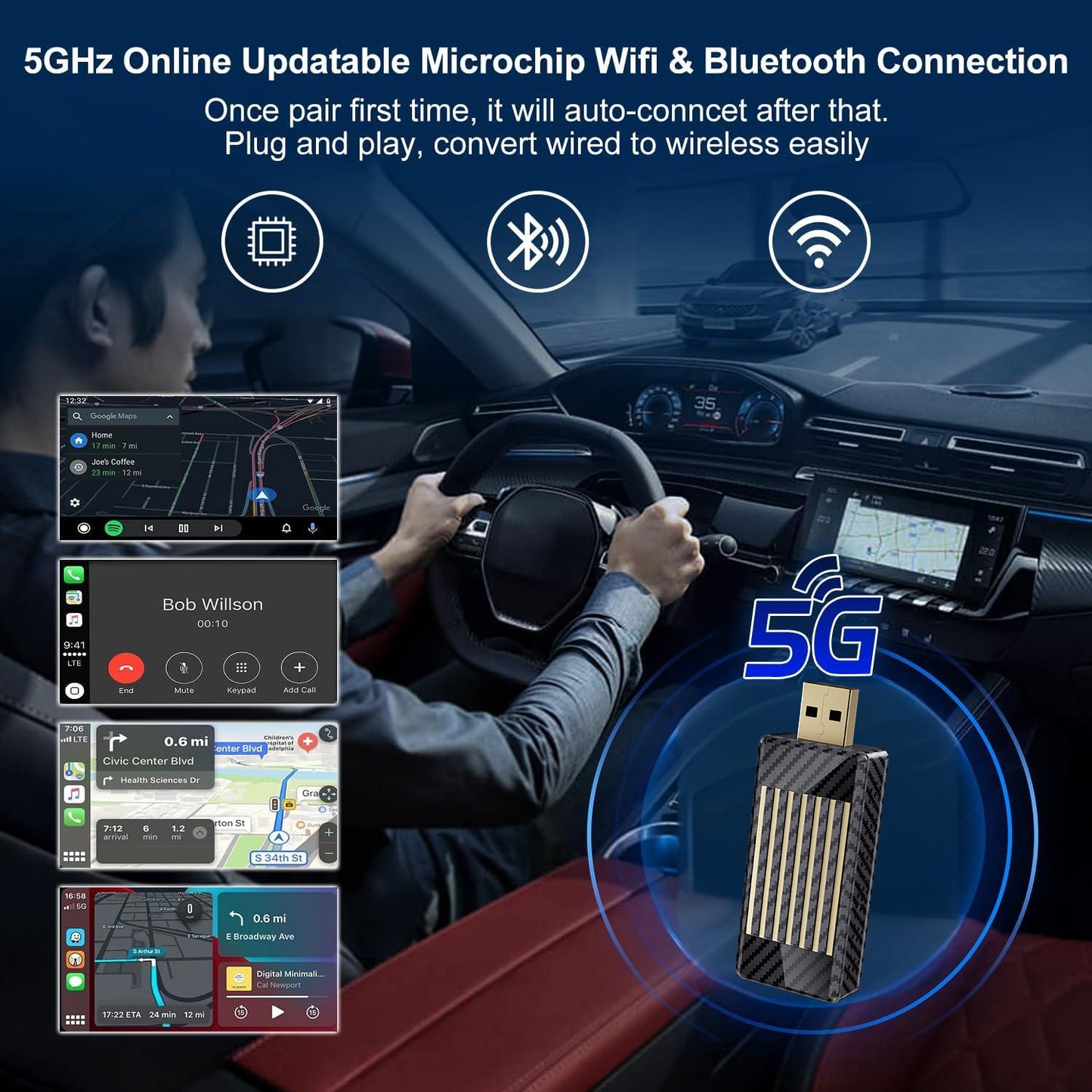 Mini Al Box -3 in 1 Wireless CarPlay and Android Auto Adapter