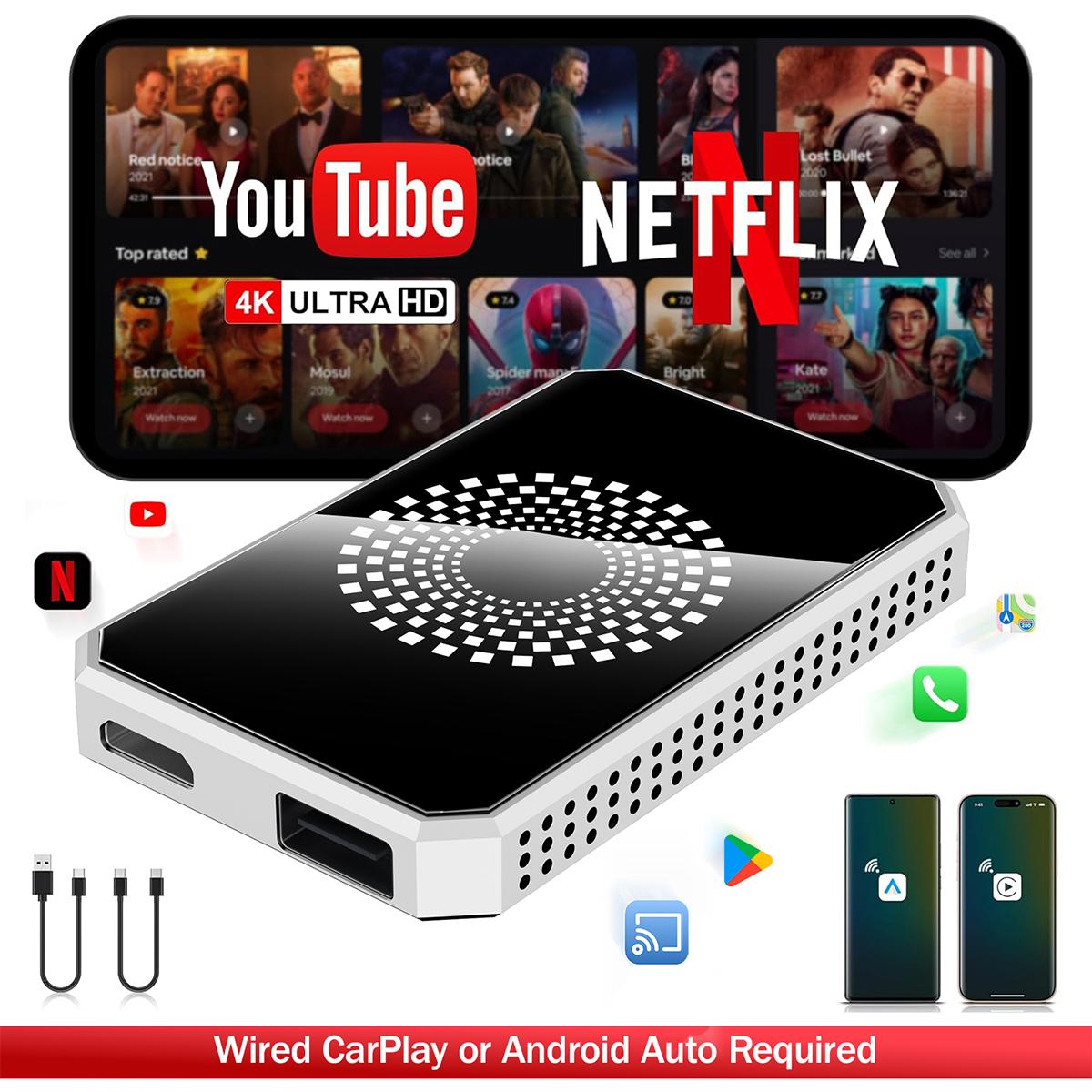 Yurnlv】2026 Carplay Adapter - Stream Netflix/YouTube/TikTok to