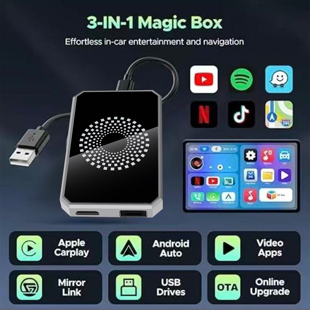 【Yurnlv】2026 Carplay Adapter - Stream Netflix/YouTube/TikTok to your car!