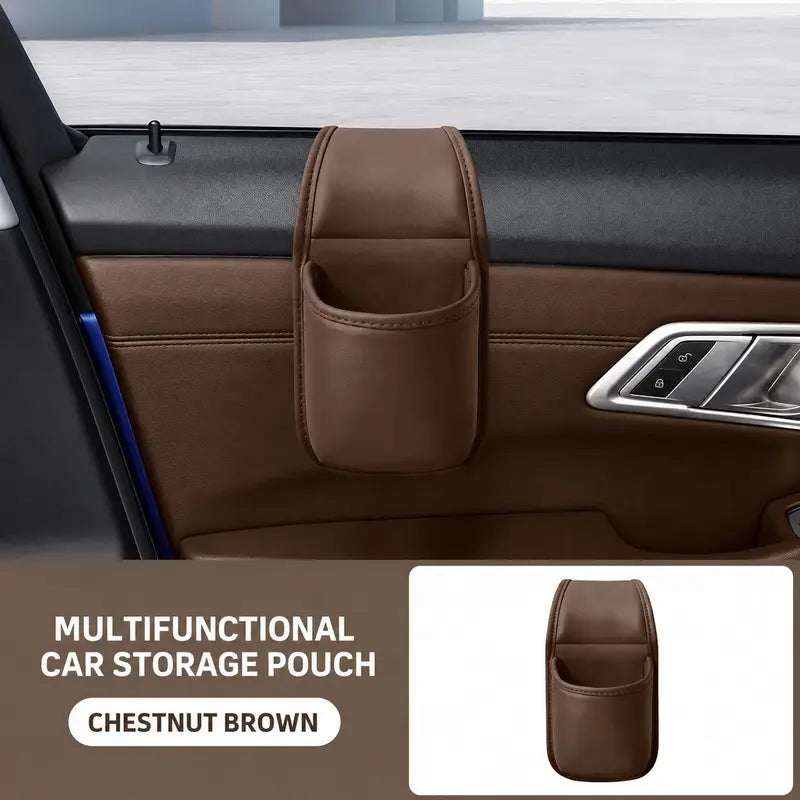 Car Door Cup & Gap Storage Pocket | Premium Leather Car Organizer