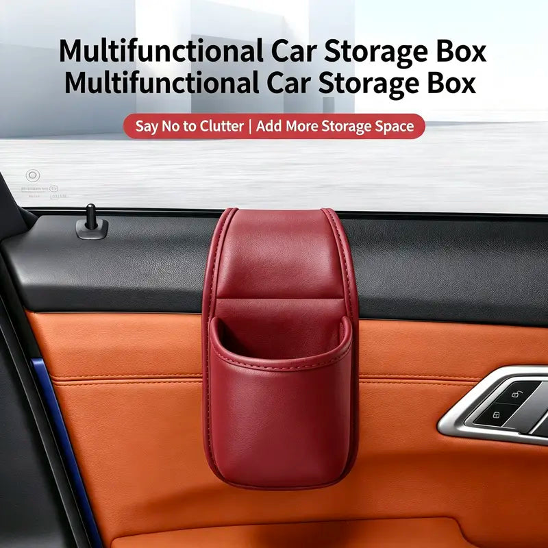 Car Door Cup & Gap Storage Pocket | Premium Leather Car Organizer