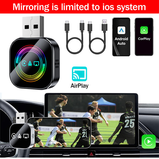 2026 Upgrade 3-in-1 Wireless CarPlay Adapter - Mirror Link/AirPlay, Instant Wired to Wireless, Plug & Play Mini Stable Design