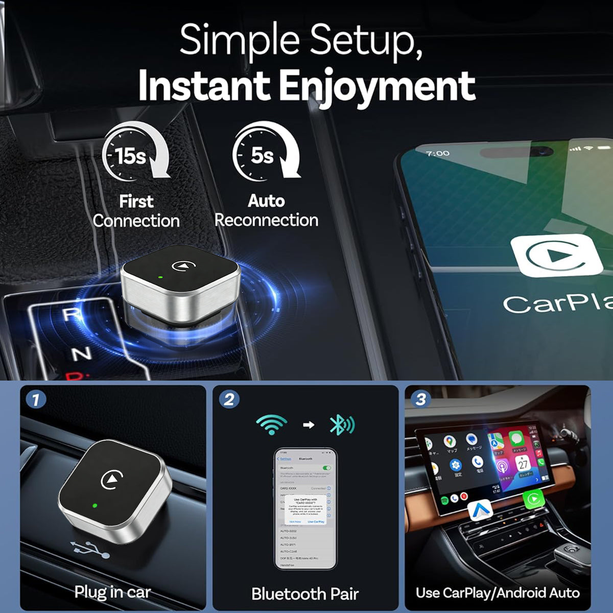 Wireless Apple CarPlay Adapter for Factory Wired Carplay