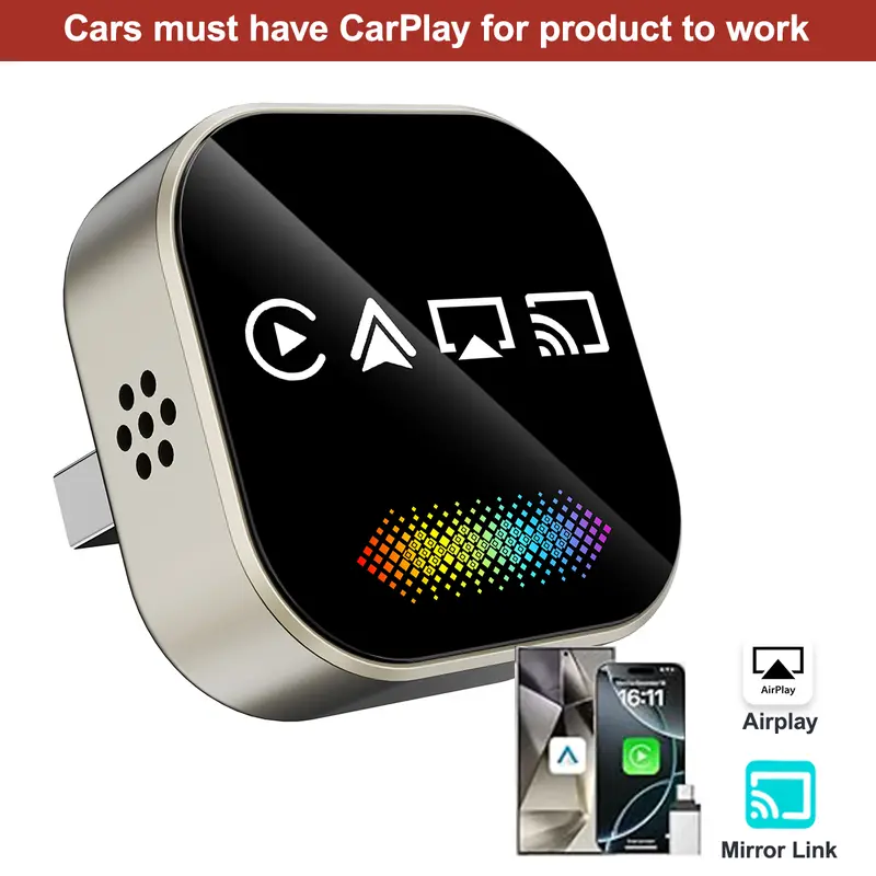 2026 Upgrade 4-in-1 Wireless CarPlay Adapter - Mirror Link/AirPlay, Instant Wired to Wireless, Plug & Play Mini Stable Design