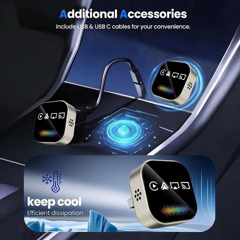 2026 Upgrade 4-in-1 Wireless CarPlay Adapter - Mirror Link/AirPlay, Instant Wired to Wireless, Plug & Play Mini Stable Design