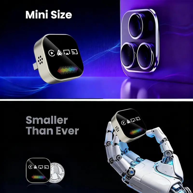 2026 Upgrade 4-in-1 Wireless CarPlay Adapter - Mirror Link/AirPlay, Instant Wired to Wireless, Plug & Play Mini Stable Design