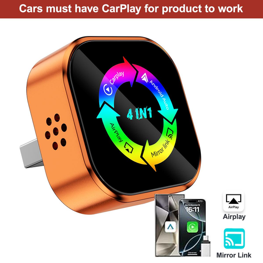 Delivery in 3 days-2026 Upgrade 4 in 1 Wireless Carplay Mirror Link Adapter foriPhone/Android auto