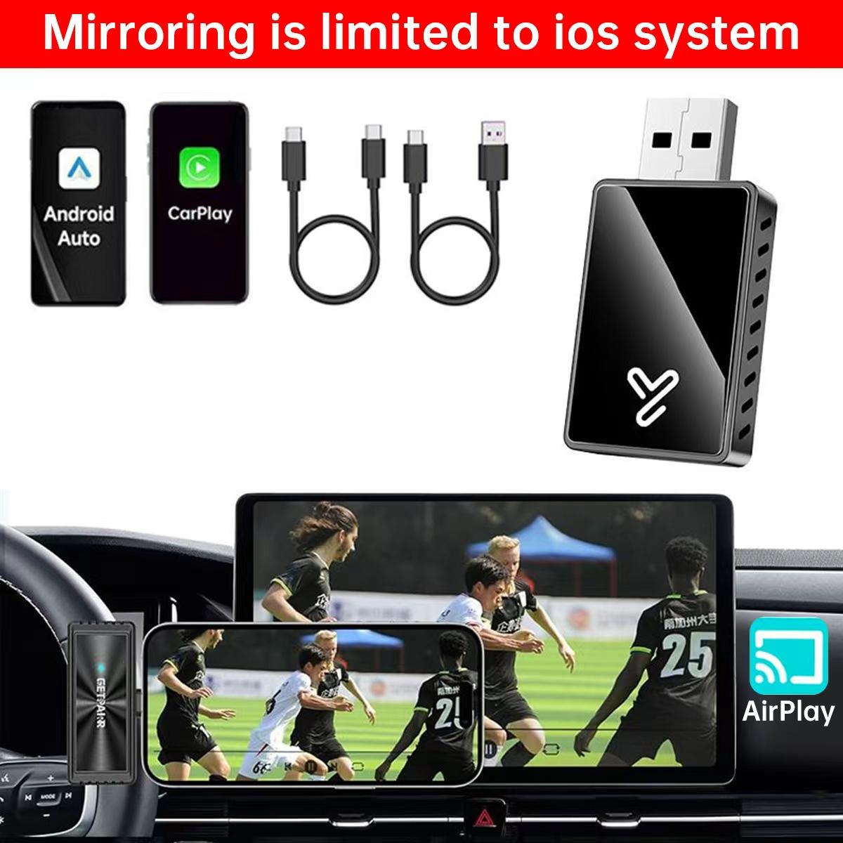 2026 Upgrade 3-in-1 Wireless CarPlay Adapter - Mirror Link/AirPlay, Instant Wired to Wireless, Plug & Play Mini Stable Design