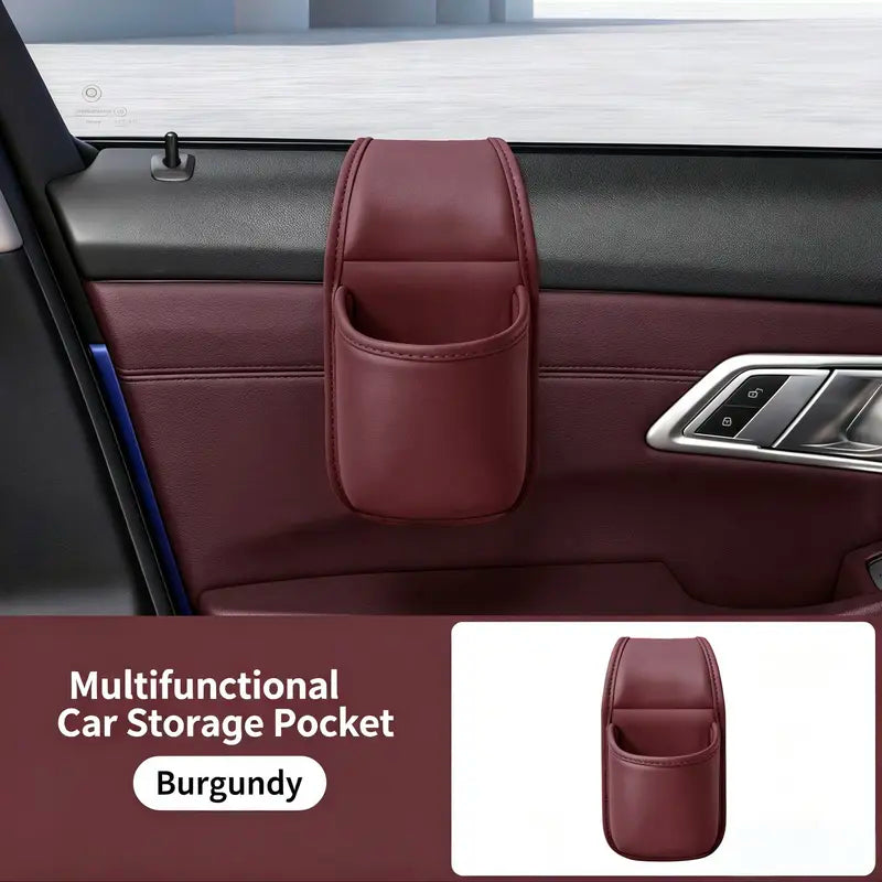 Car Door Cup & Gap Storage Pocket | Premium Leather Car Organizer