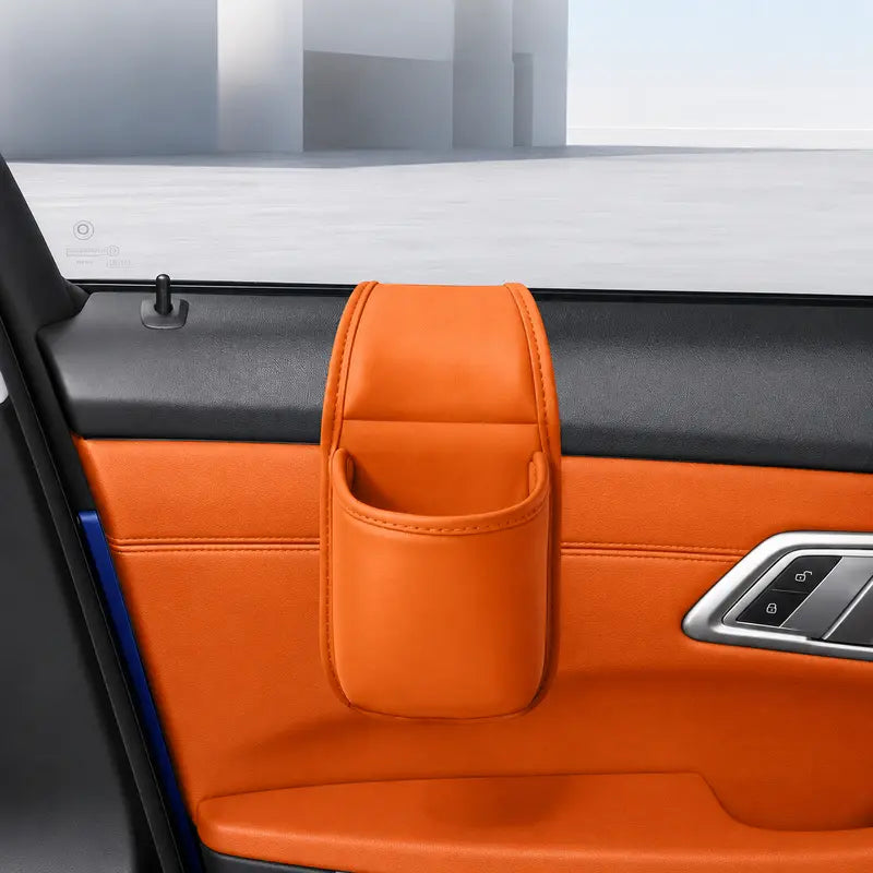 Car Door Cup & Gap Storage Pocket | Premium Leather Car Organizer