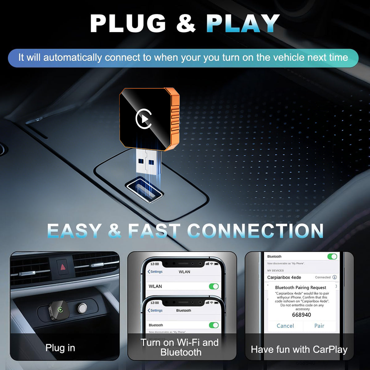 Wireless Apple CarPlay Adapter for Factory Wired Carplay