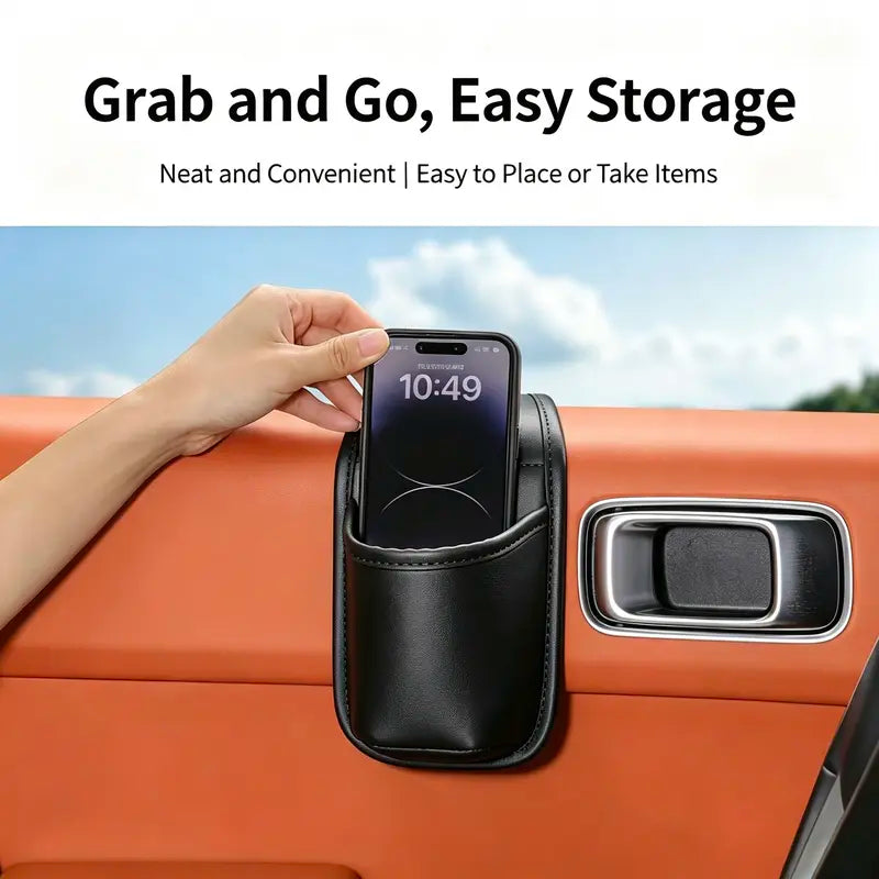 Car Door Cup & Gap Storage Pocket | Premium Leather Car Organizer