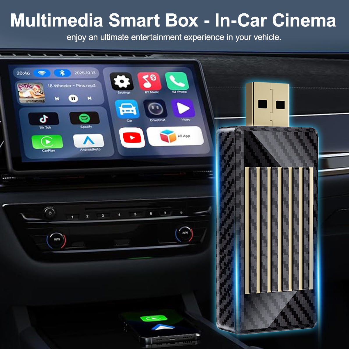 Mini Al Box -4 in 1 Wireless CarPlay and Android Auto Adapter