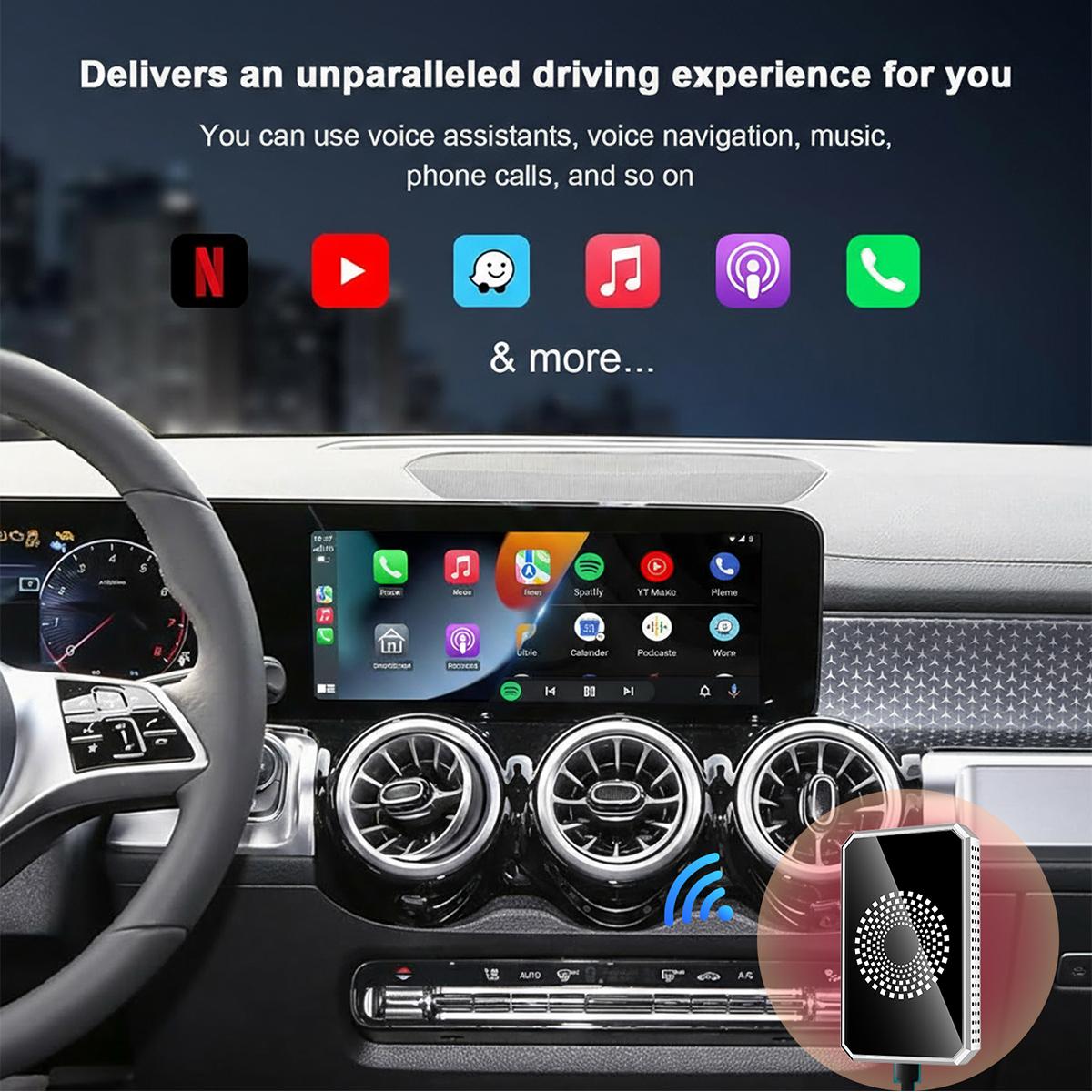 Yurnlv】2026 Carplay Adapter - Stream Netflix/YouTube/TikTok to