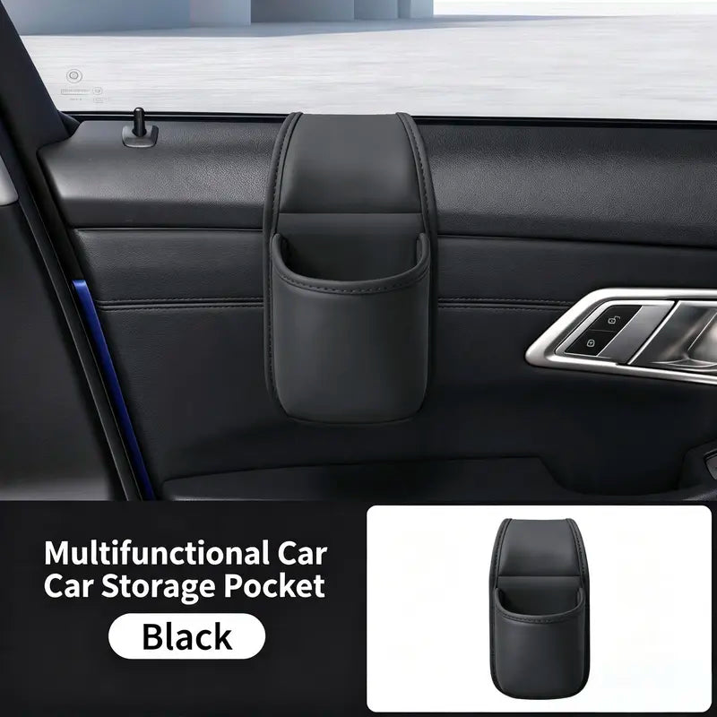 Car Door Cup & Gap Storage Pocket | Premium Leather Car Organizer