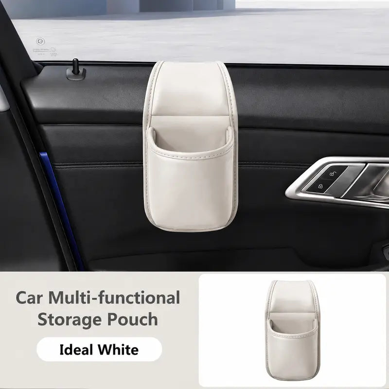 Car Door Cup & Gap Storage Pocket | Premium Leather Car Organizer
