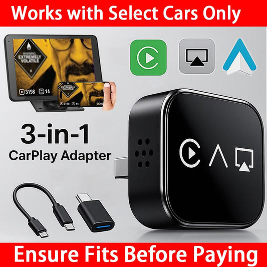 2026 Upgrade 4-in-1 Wireless CarPlay Adapter - Mirror Link/AirPlay, Instant Wired to Wireless, Plug & Play Mini Stable Design（副本）（副本）