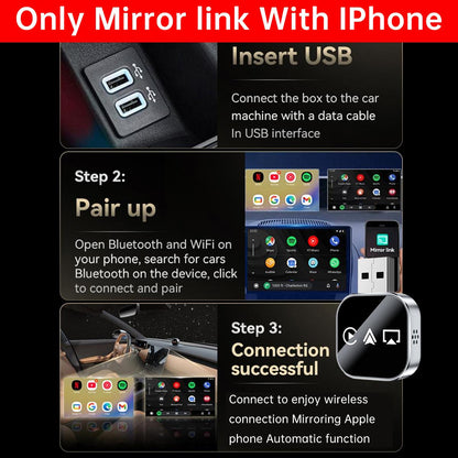 【Yurnlv】3 in 1 Wireless Carplay Mirror Link Adapter