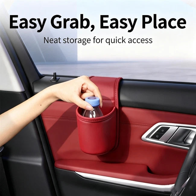 Car Door Cup & Gap Storage Pocket | Premium Leather Car Organizer