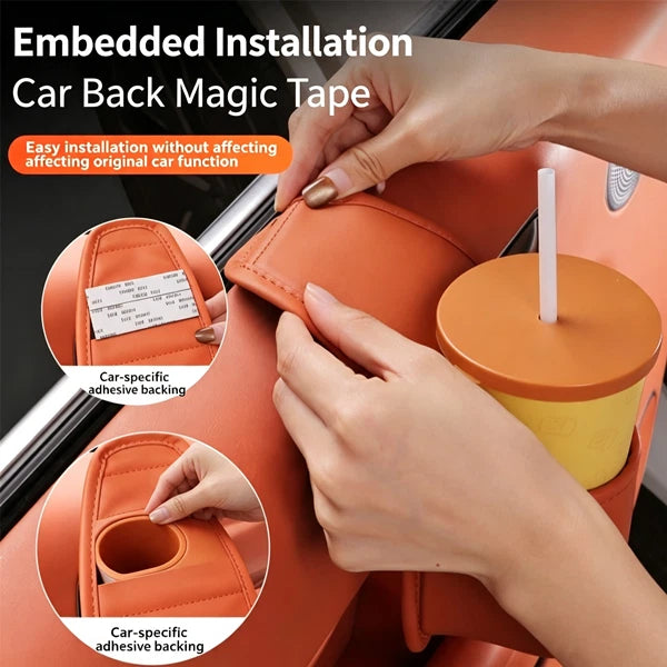 Car Door Cup & Gap Storage Pocket | Premium Leather Car Organizer